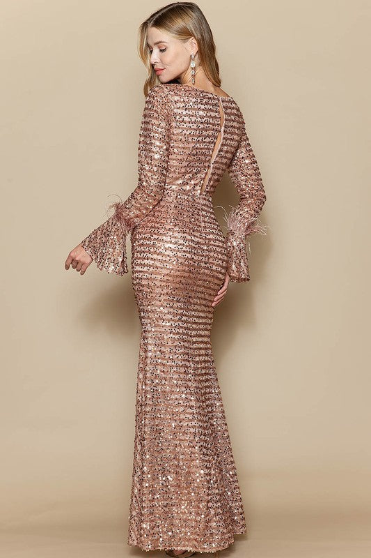 Mermaid Copper Maxi Dress | Sweetheart Neckline Gown