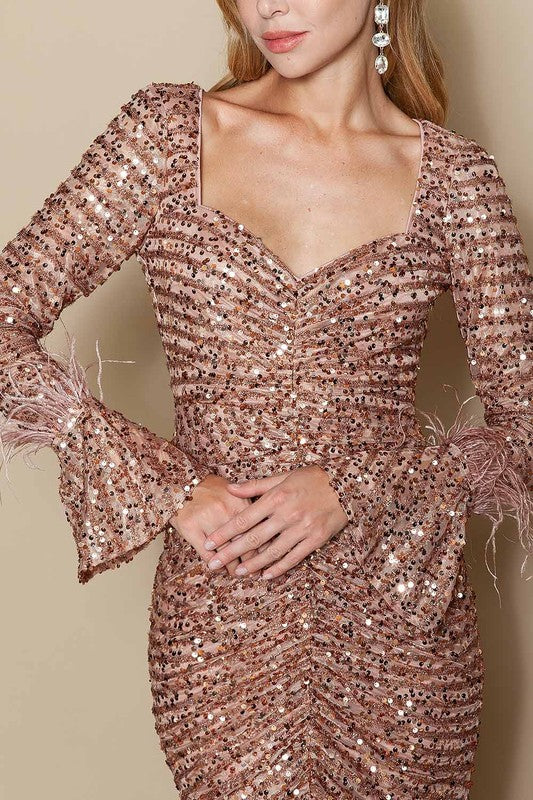 Mermaid Copper Maxi Dress | Sweetheart Neckline Gown