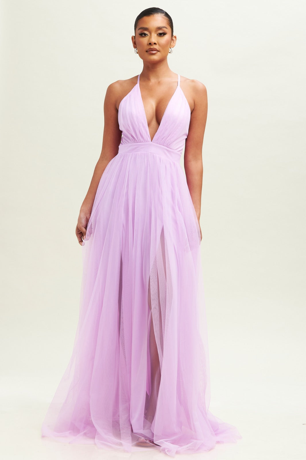 Magic Lavender Gown | Elegant Mesh Maxi Dress M Magic Lavender Gown | Elegant Mesh Maxi Dress M