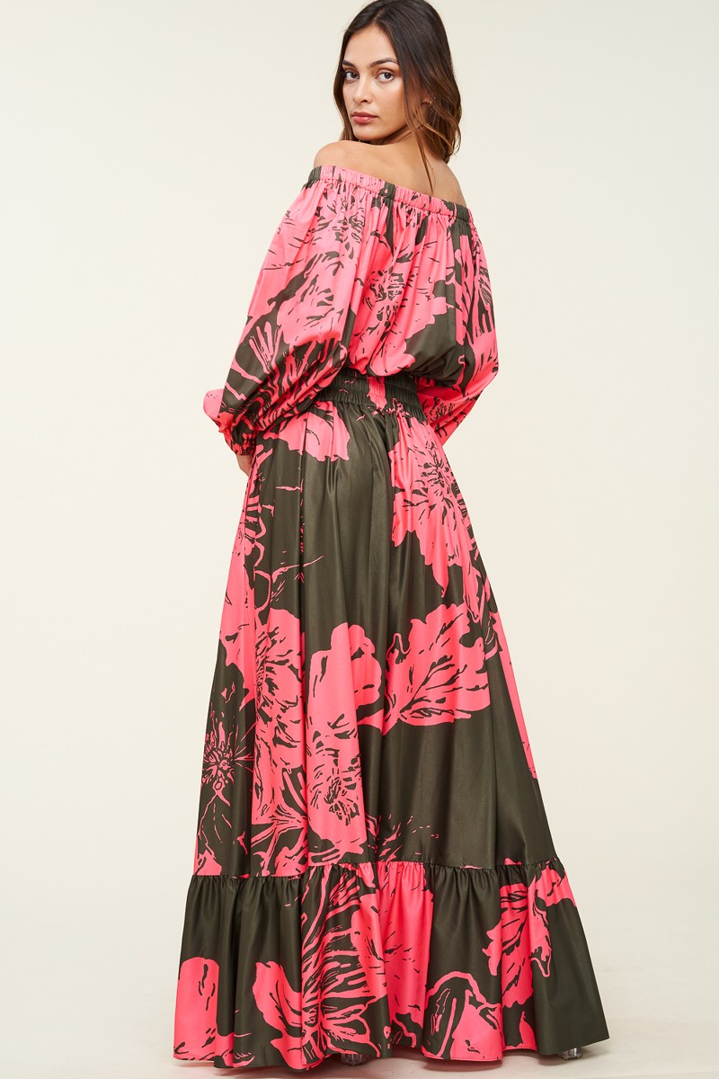 Summer Black Set | Off-Shoulder Top & High-Waisted Maxi Skirt