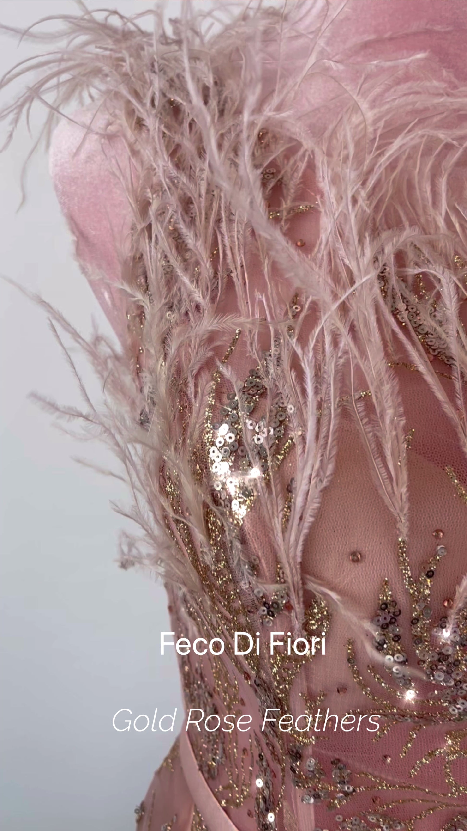 Rose Gold Feathers online dresses wedding gala prom gown | FecoDiFiori