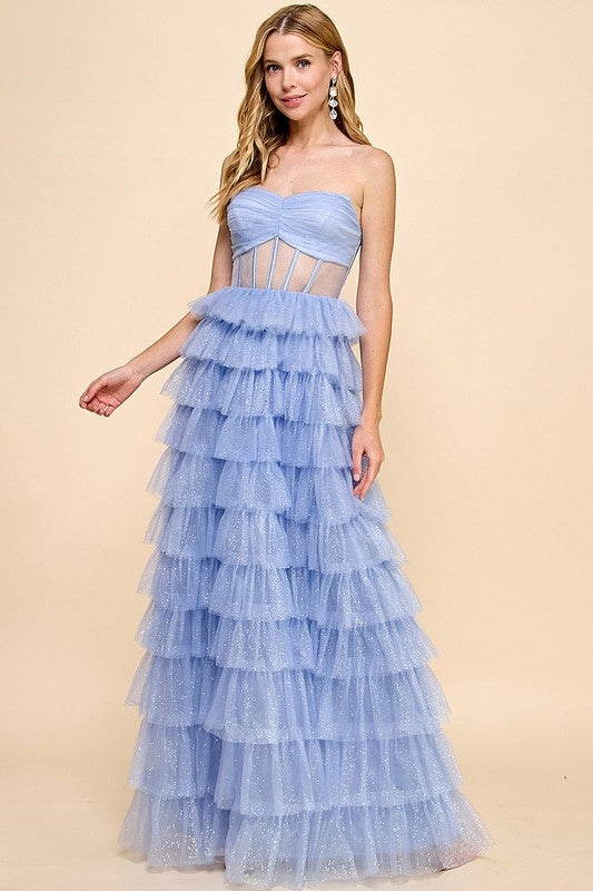 Rufle Sparkle Gown